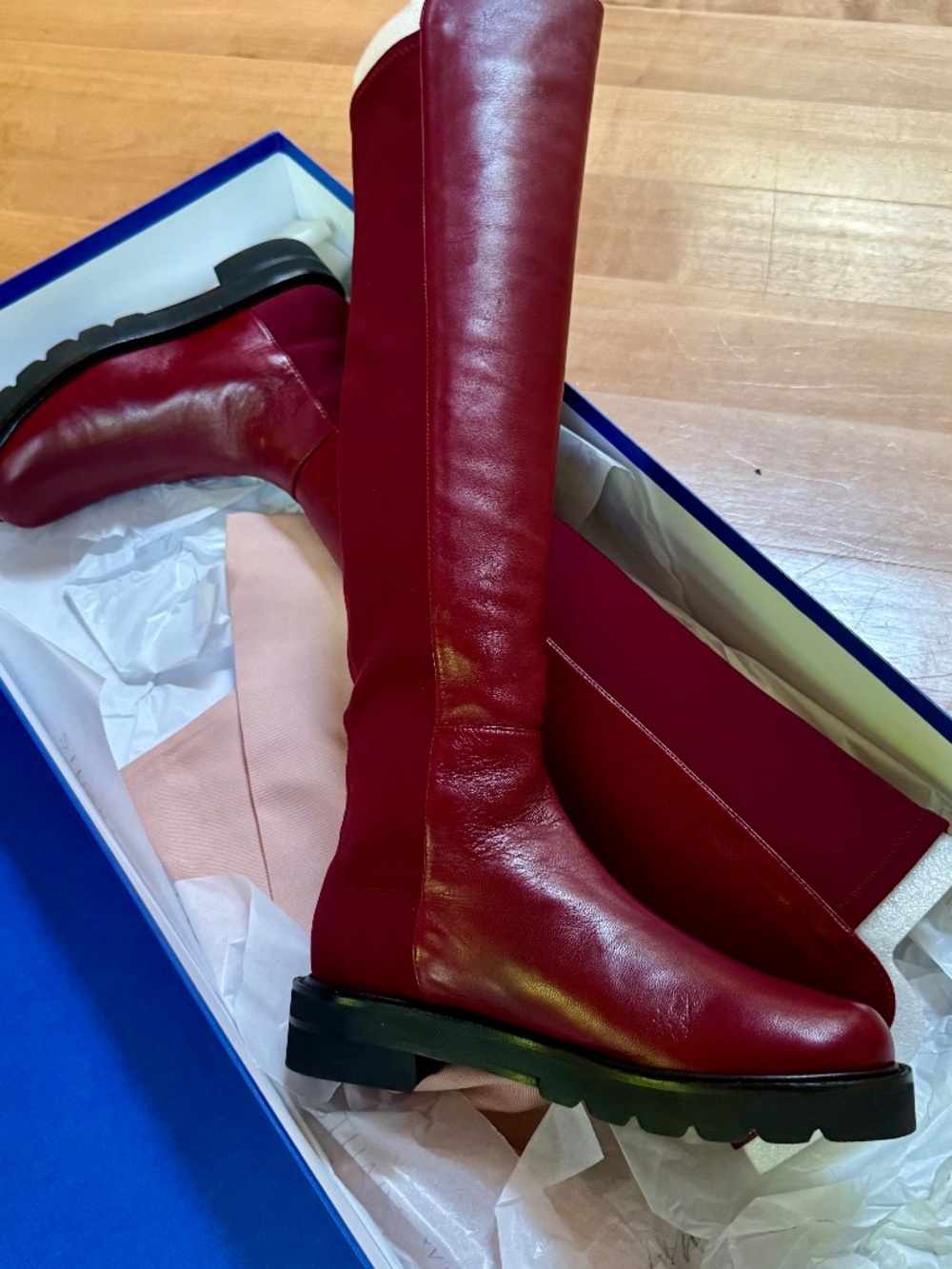 Stuart Weitzman 5050 Lift OTK Boots Pinot Nappa 6B NIB